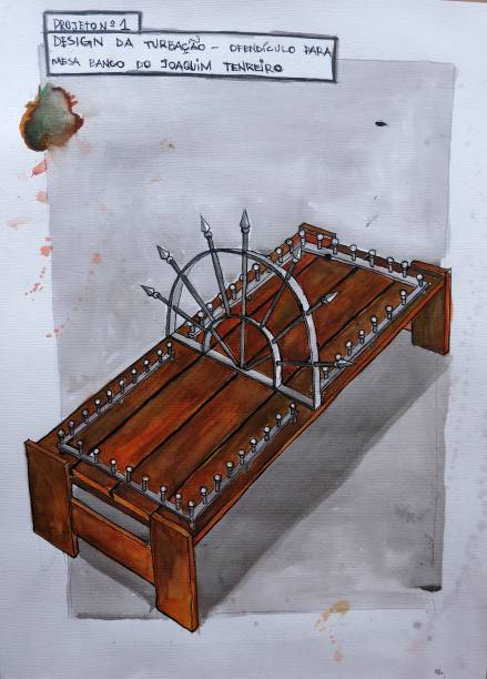 Projeto n° 1 - Design da Turbação - Ofendículo para Mesa/Banco de Joaquim Tenreiro(2015): aquarela, nanquim e grafite sobre papel, de Daniel Murgel