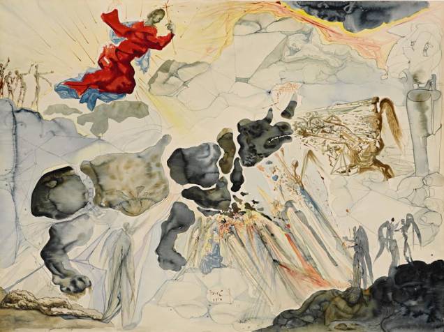 Rhinocéros en Désintégration (1950): aquarela, guache e nanquim sobre papel, de Salvador Dalí Rhinocéros en Désintégration (1950): aquarela, guache e nanquim sobre papel, de Salvador Dalí