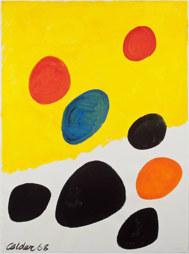 Yellow and White Field (1968): Guache sobre papel, de Alexander Calder Yellow and White Field (1968): Guache sobre papel, de Alexander Calder