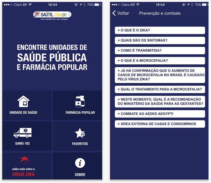 Governo lança aplicativo gratuito com informações sobre o Zika