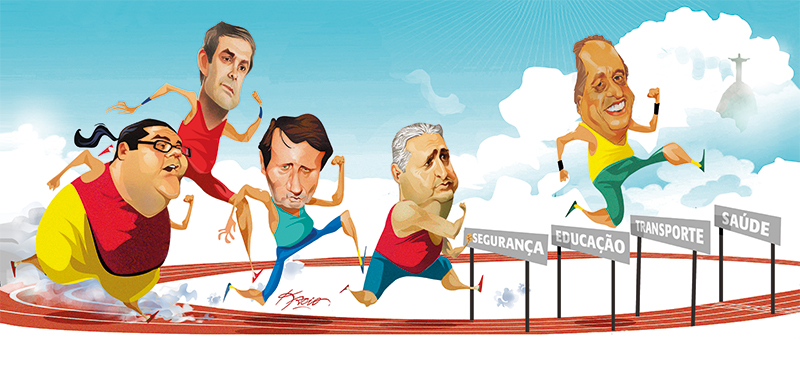 A corrida eleitoral entre os cinco principais candidatos ao governo do Rio