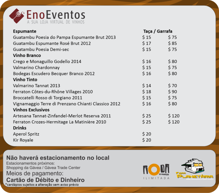 Cardápios enoeventos julho