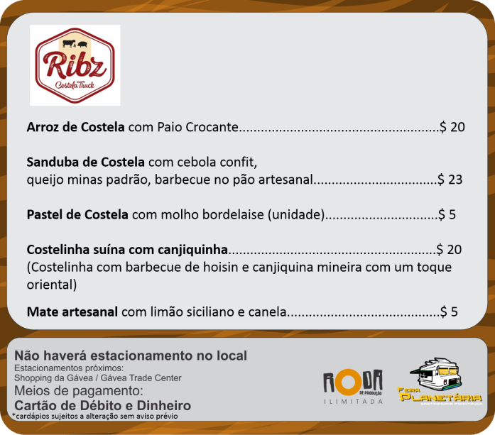 Cardápios ribz julho