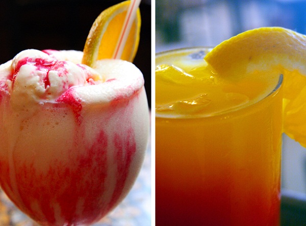 Dois drinques chamam a atenção quando chegam à mesa: o que leva o nome da casa, feito com vodca, sorvete de creme, groselha, leite condensado e laranja (R$ 15,50) e o tequila sunrise, que leva tequila, suco de laranja e groselha (R$ 15,00). Barthodomeu. R