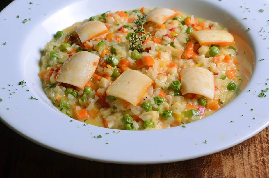 Risoto de lula defumada Risoto de lula defumada