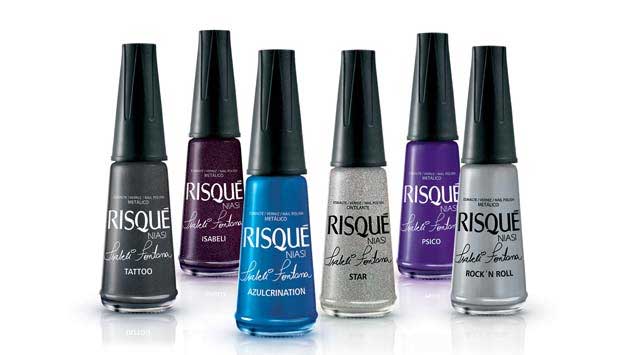 A top brasileira Isabeli Fontana escolheu ela mesma as cores da sua primeira cole&ccedil;&atilde;o de esmalte em parceria com a Risqu&eacute;. A linha tem as cores Azulcrination (azul royal), Isabeli (preto berinjela), Psico (roxo), Rock n Roll (prata), Star (glitter furtaco<br>