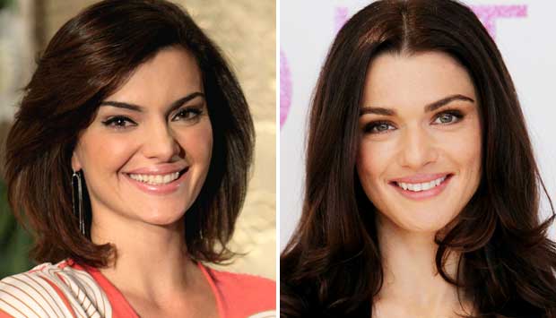 Até o sorriso de Mayana Neiva lembra o da atriz Rachel Weisz, musa do filme A Múmia. Difícil é saber quem é mais bonita entre as duas.<br>