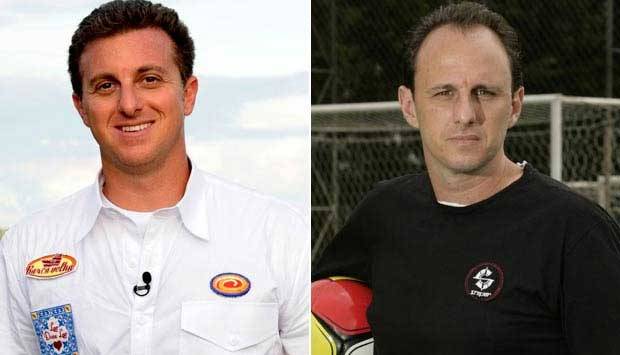 O apresentador Luciano Huck e o goleiro Rog&eacute;rio Ceni se acham parecidos e at&eacute; j&aacute; fizeram propaganda juntos para uma marca de refrigerantes.<br>
