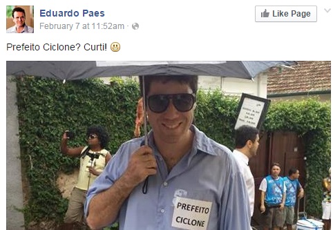 Eduardo Paes aprova fantasia de Carnaval criada por folião: Prefeito Ciclone