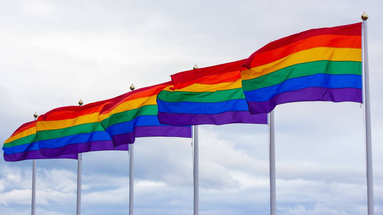Foto mostra bandeiras LGBTI