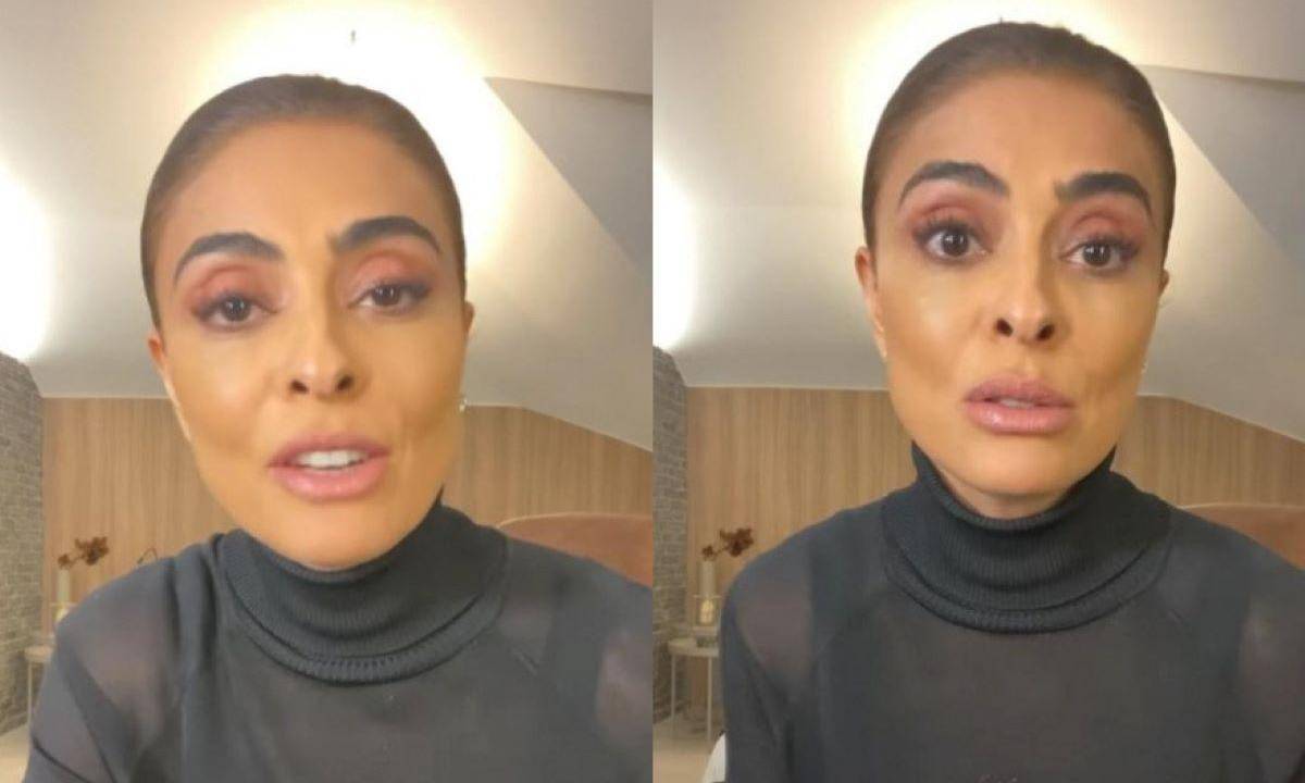 A imagem mostra Juliana Paes de cabelos presos