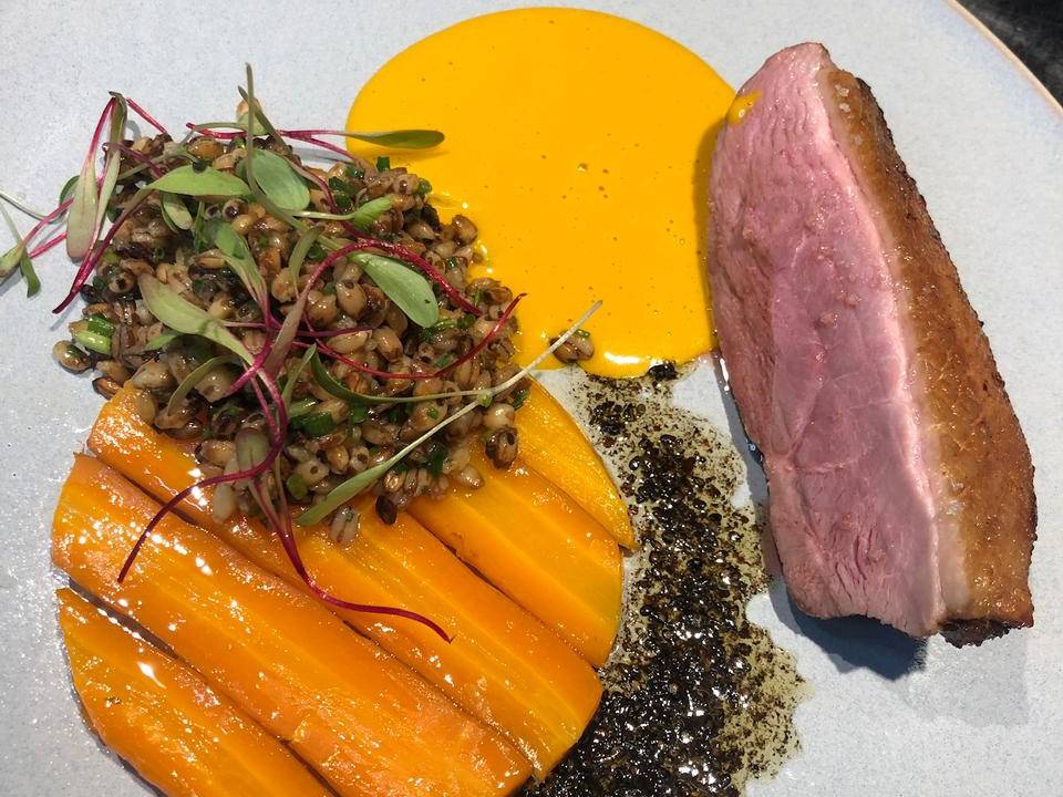 prato de pato com purê de cenoura
