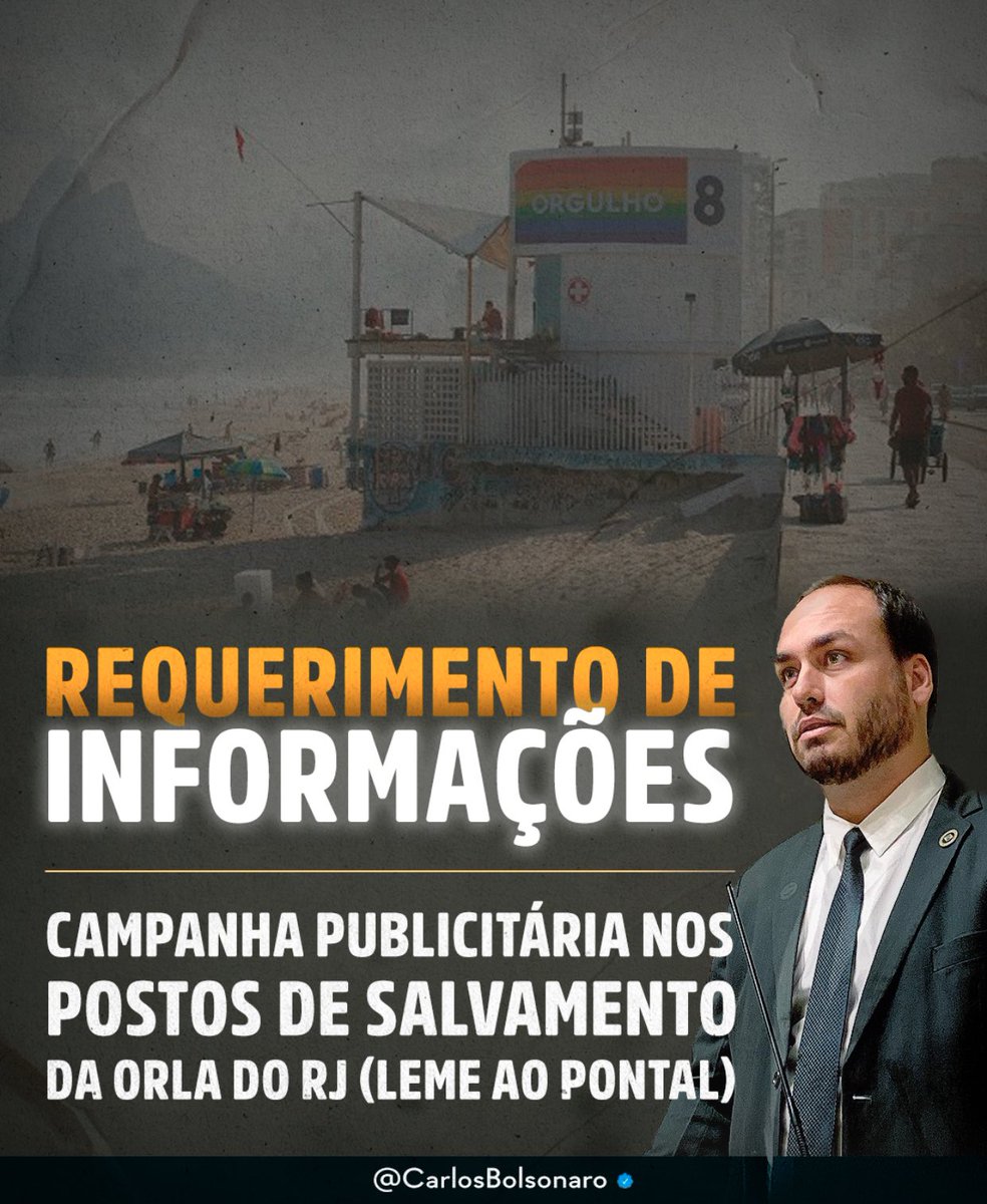 Ação LGBT nos postos da orla irrita Carlos Bolsonaro, que pede explicações