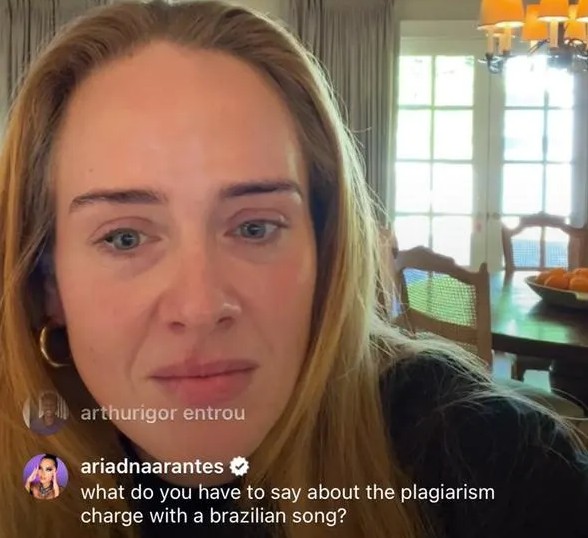 adele martinho Print de tela de live da cantora Adele no Instagram