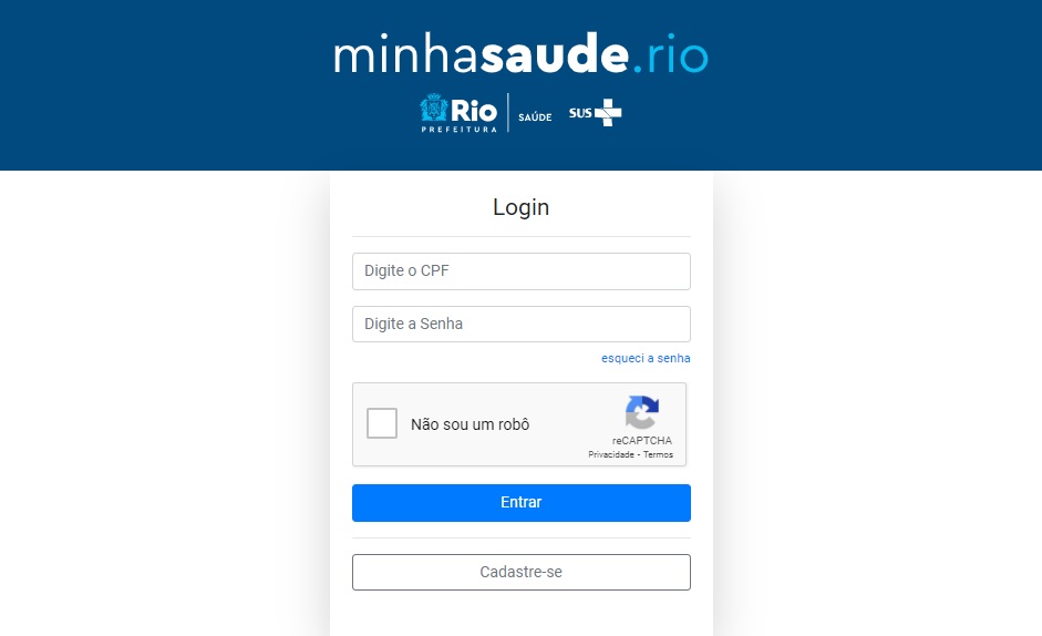 minhasauderio Minha Saúde Rio: campo de login