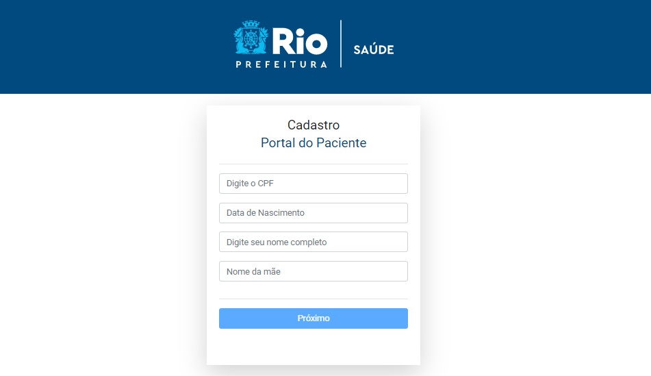 portalpref2 Minha Saúde Rio: campo de informações básicas, nome,cpf e nome da mãe