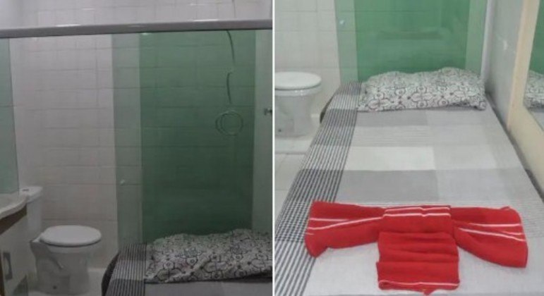 Foto mostra banheiro adaptado em quarto