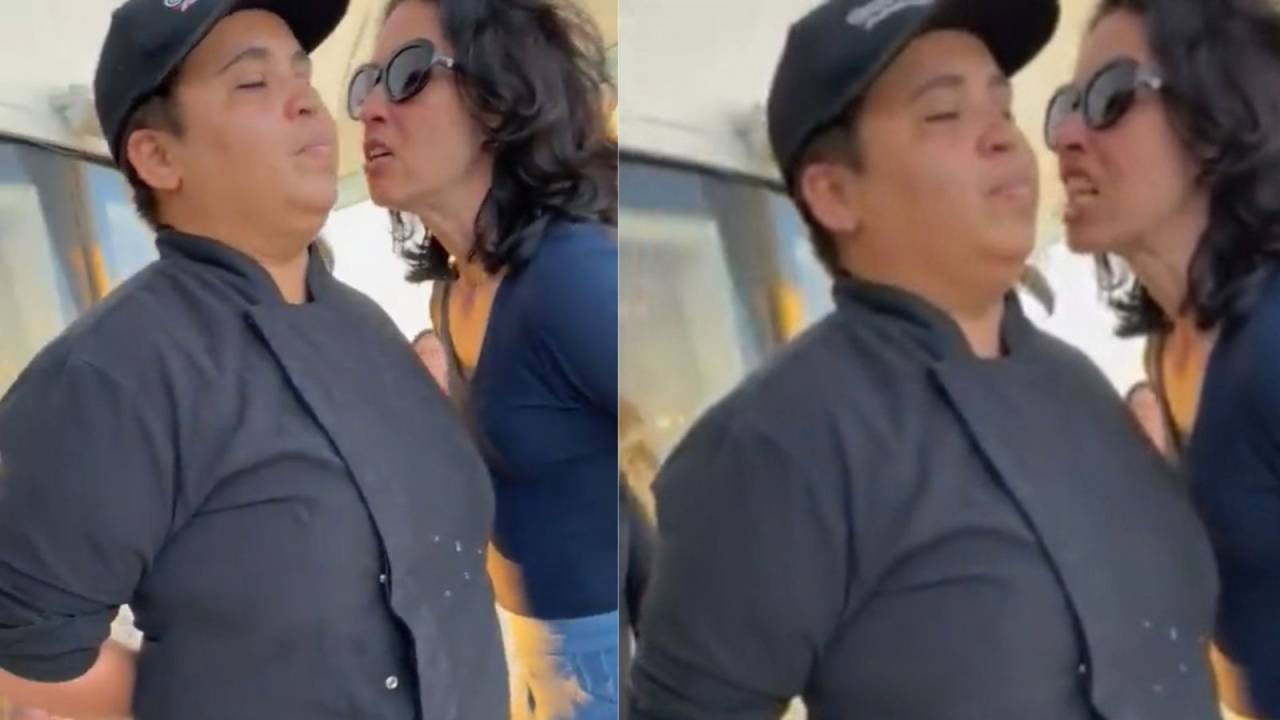 Foto mostra mulher ofendendo chef de cozinha