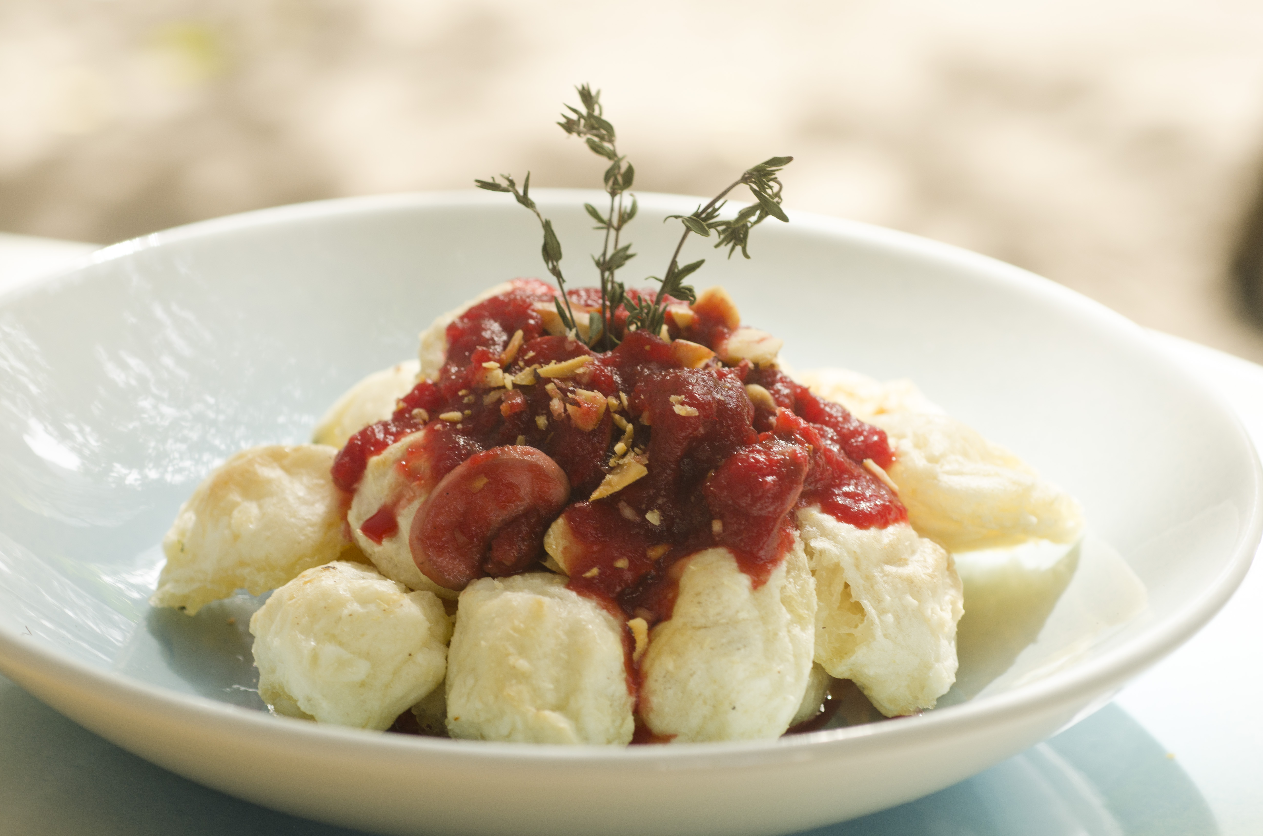 Vegan: nhoque de aipim ao sugo harmonizado com ta&ccedil;a de vinho
