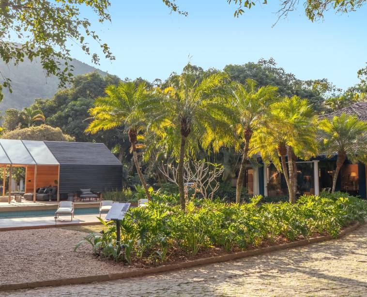 A área de mata Atlântica no jardim foi preservada A área de mata Atlântica no jardim foi preservada