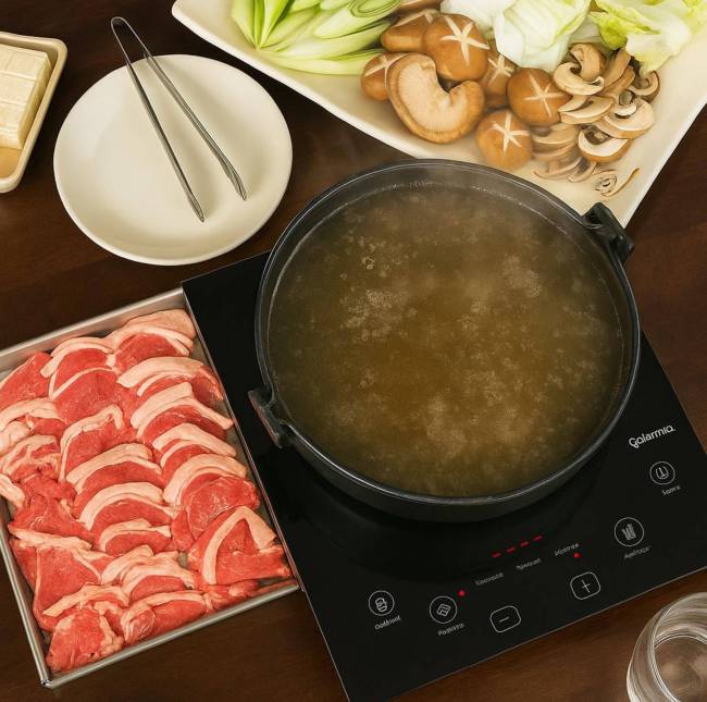 Casa Ueda: shabu shabu, com caldo de peixe servido à mesa para o cliente preparar carnes e legumes da estação.