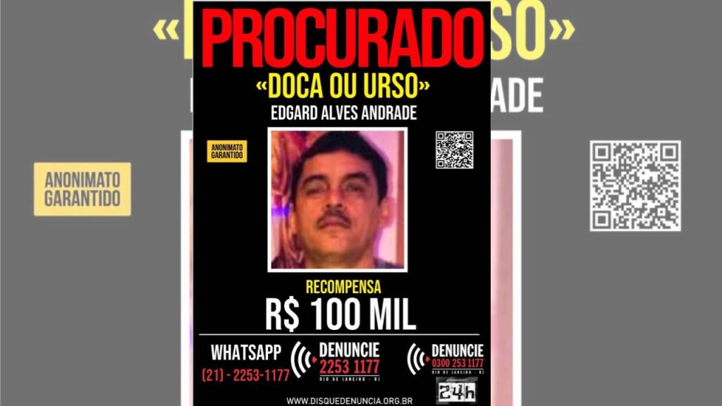 Recompensa por informações de líder do CV é de 100 mil reais