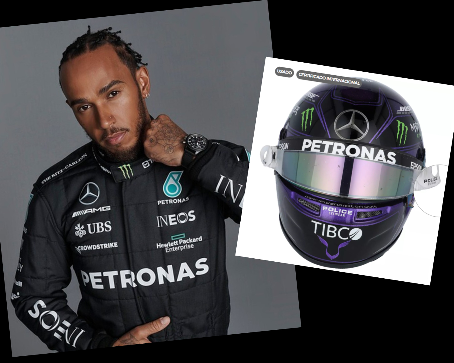 Leilão por uma causa: viseira usada por Lewis Hamilton a R$ 138 mil
